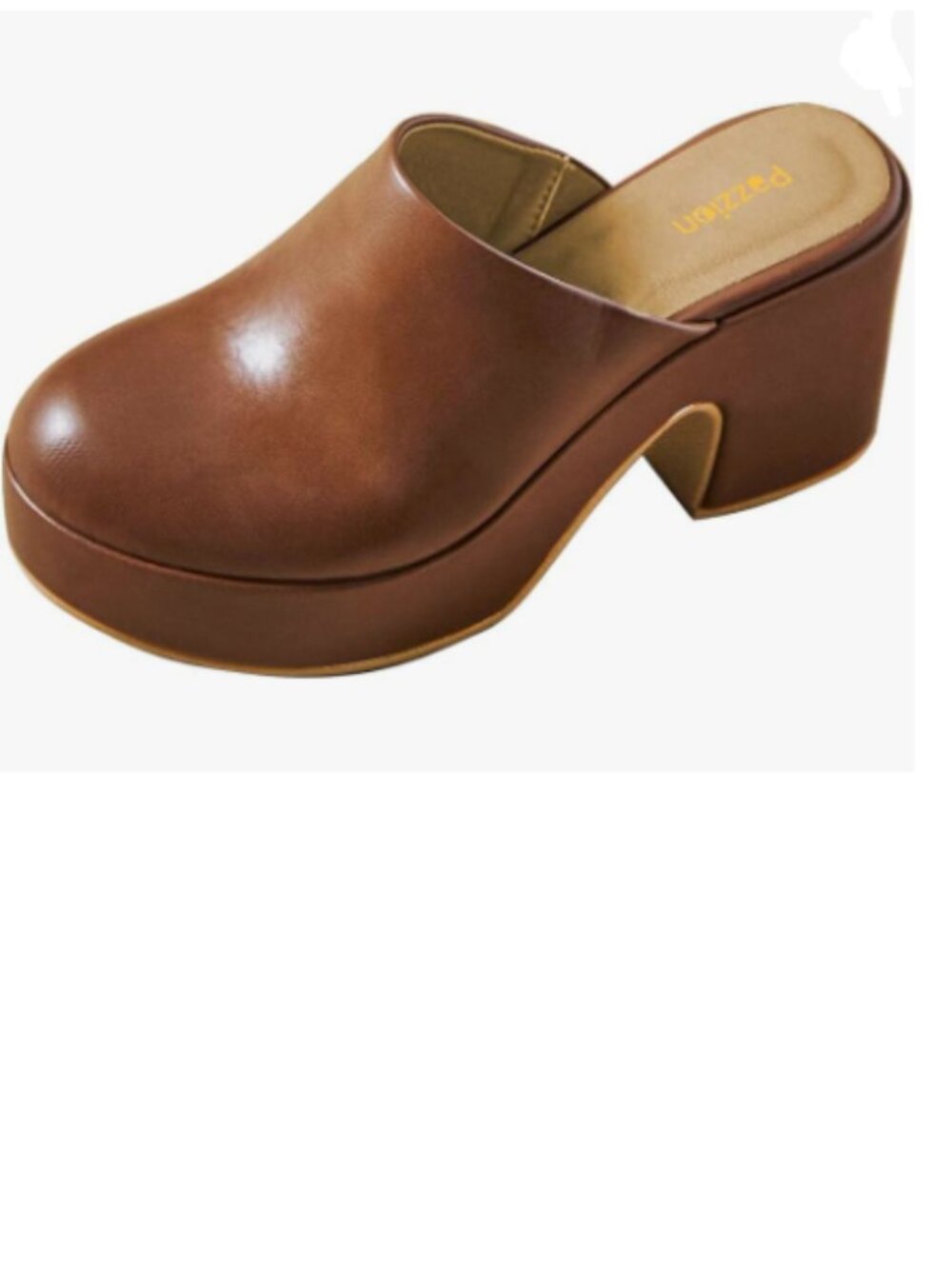 Pazzion Brown Platform Closed Toe Mule Clogs Slip On Chunky High Heels Slippers